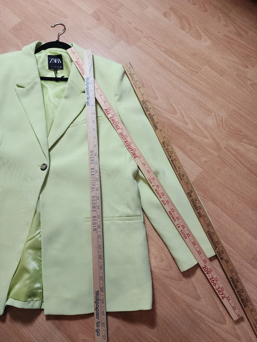 Zara Lime Green Single Button Blazer Jacket Size XL Blogger Fav Lyocell Blend - Picture 6 of 16